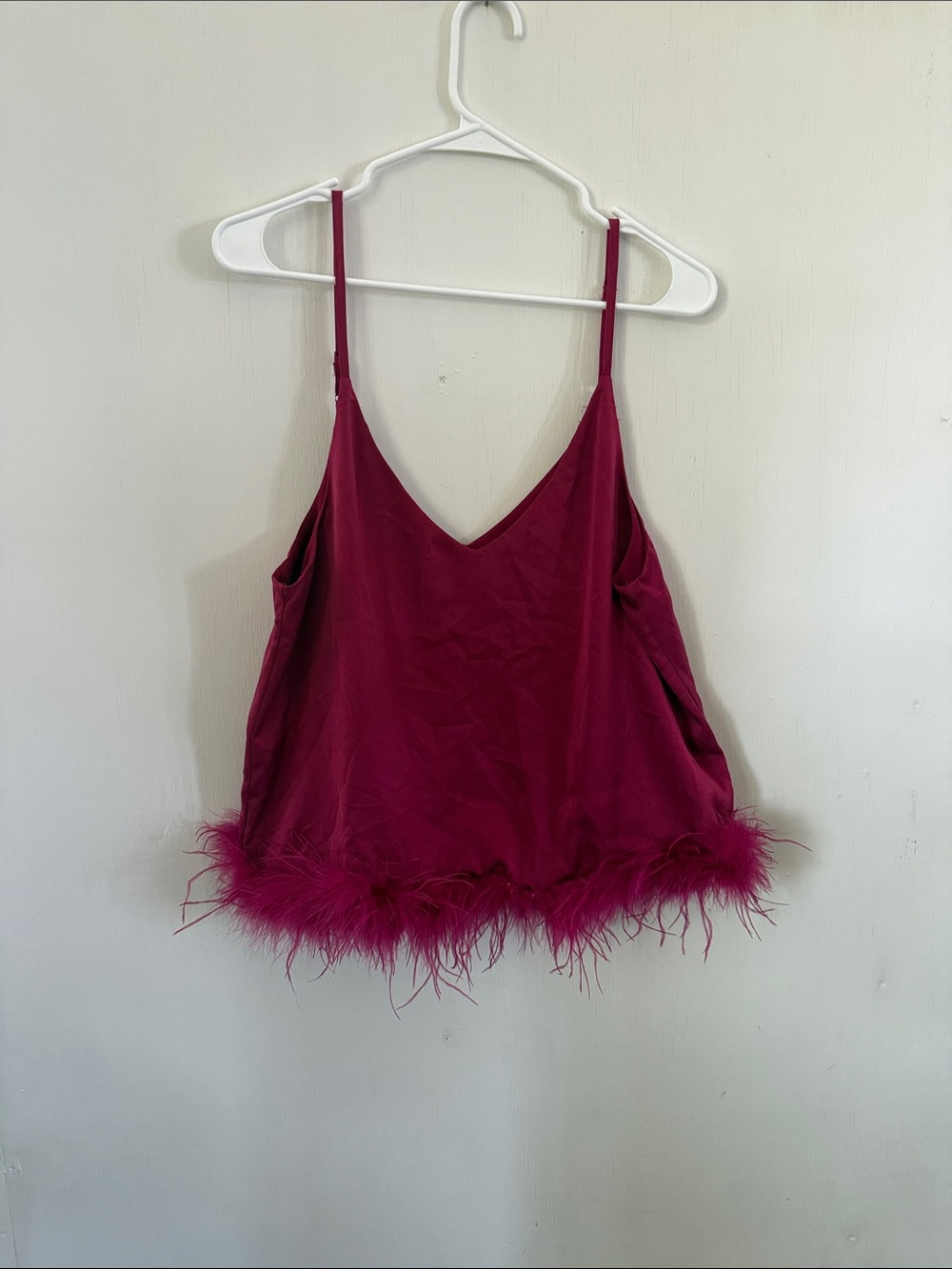 entro Fuchsia Feather-Trim Camisole